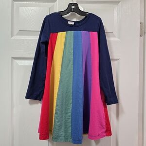Hanna Andersson Rainbow Long sleeve girls dress 120 size 6-7